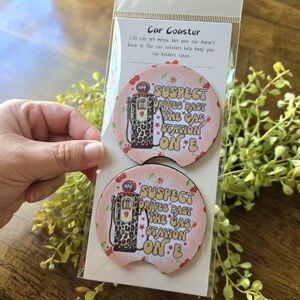 Pink Car Coaster Set